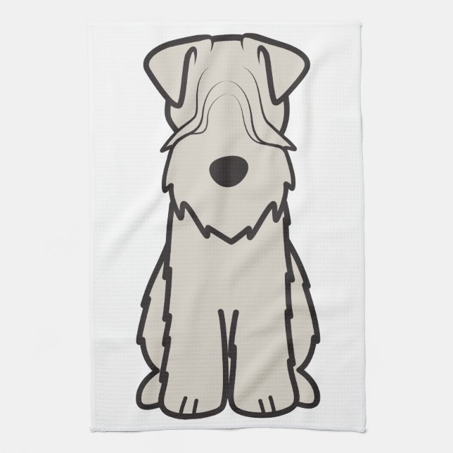 Soft Coated Wheaten Terrier Dog Cartoon Tea Towel (Vertical)
