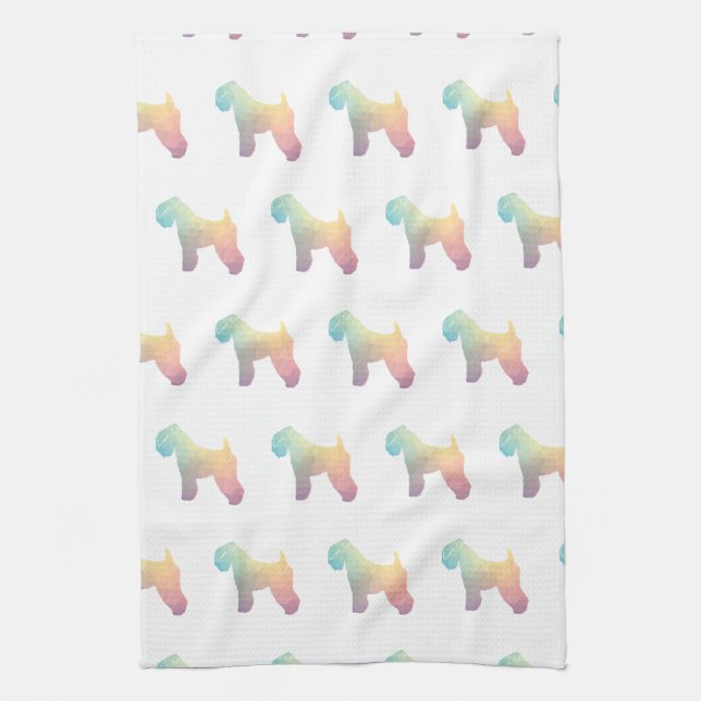 Soft Coated Wheaten Terrier Dog Geo Pastel Tea Towel (Vertical)
