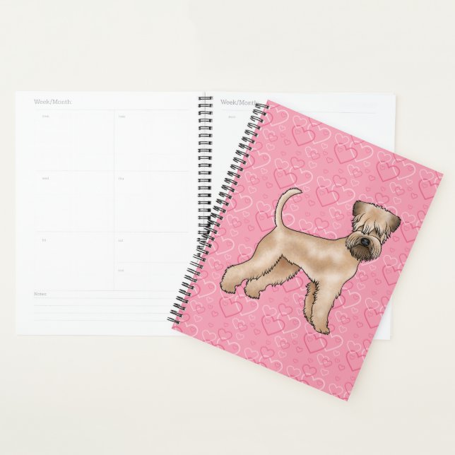 Soft-Coated Wheaten Terrier Dog Heart Pattern Pink Planner (Display)