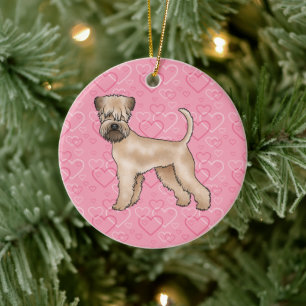 Soft-Coated Wheaten Terrier Dog Love Heart Pattern Ceramic Ornament