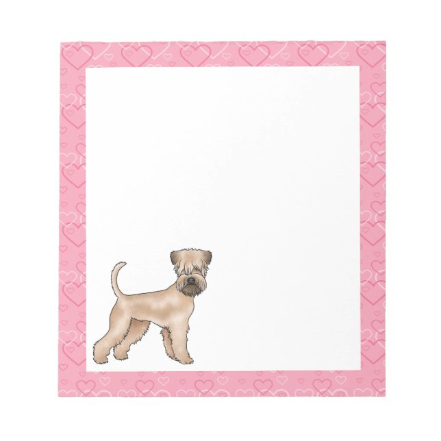 Soft-Coated Wheaten Terrier Dog Love Heart Pattern Notepad (Front)