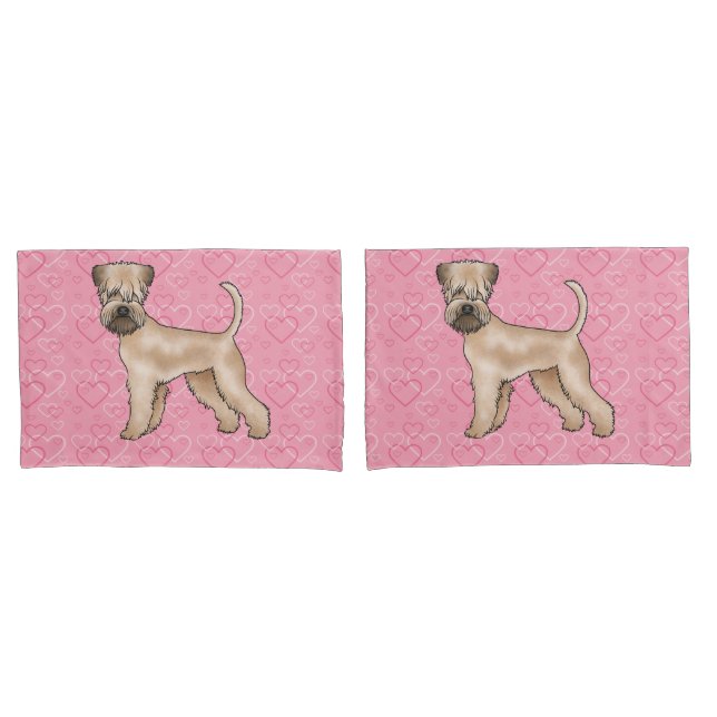 Soft-Coated Wheaten Terrier Dog Love Heart Pattern Pillowcase (Front-Set)