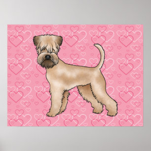 Soft-Coated Wheaten Terrier Dog Love Heart Pattern Poster
