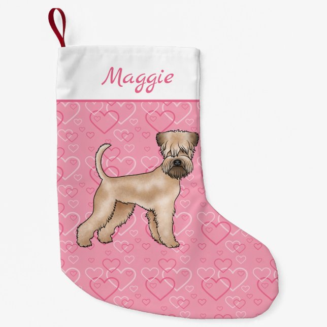 Soft-Coated Wheaten Terrier Dog Love Heart Pattern Small Christmas Stocking (Front)