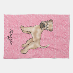 Soft-Coated Wheaten Terrier Dog Love Heart Pattern Tea Towel