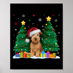 Soft Coated Wheaten Terrier Dog Lover Santa Hat Xm Poster
