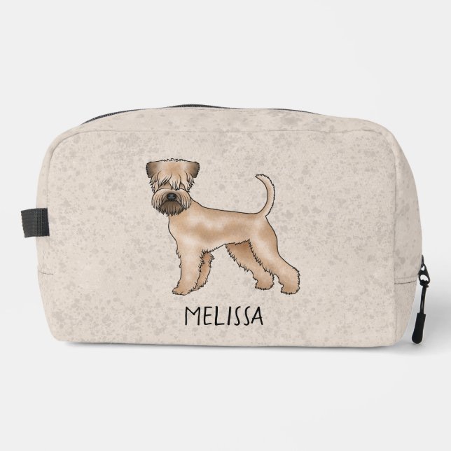 Soft-Coated Wheaten Terrier Dog On Beige With Name Dopp Kit (Front)