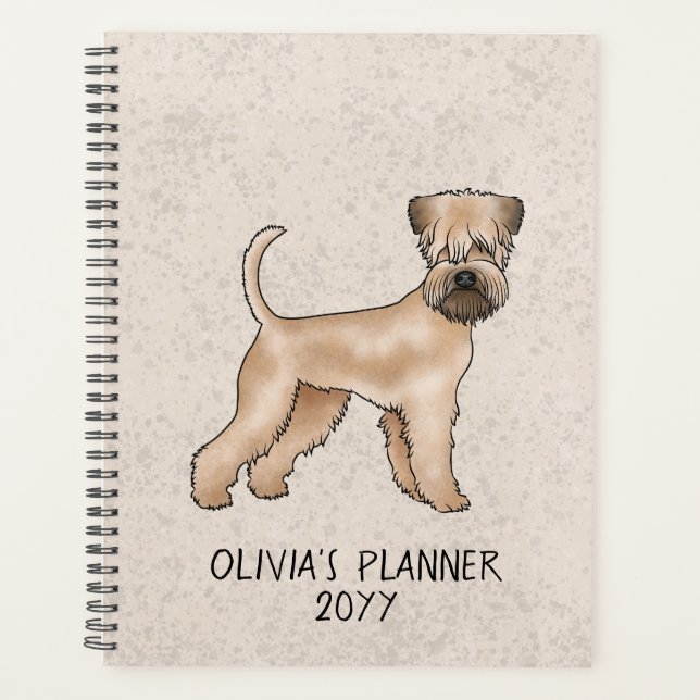 Soft-Coated Wheaten Terrier Dog On Beige With Text Planner (Front)