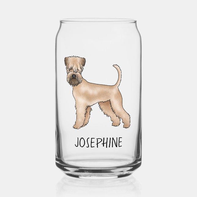 Soft-Coated Wheaten Terrier Dog With Custom Name Can Glass (Front)