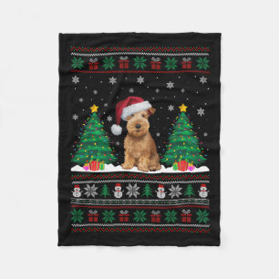 Soft Coated Wheaten Terrier Dog Xmas Tree Light Ug Fleece Blanket