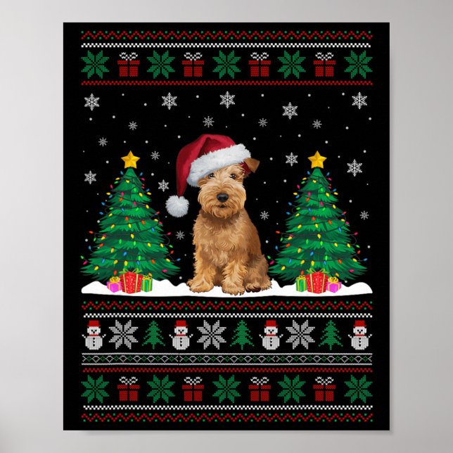 Soft Coated Wheaten Terrier Dog Xmas Tree Light Ug Poster (Front)