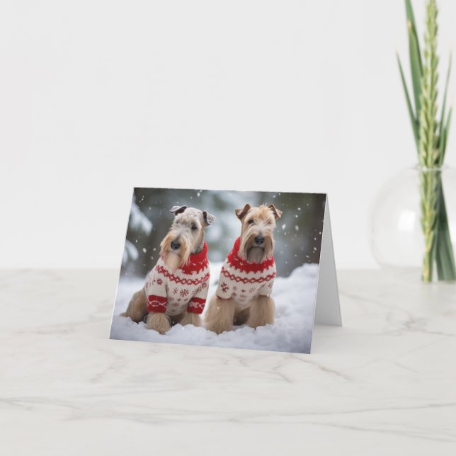 Soft Coated Wheaten Terrier Dogs Christmas Card (Front)