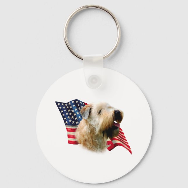 Soft Coated Wheaten Terrier Flag Key Ring (Front)