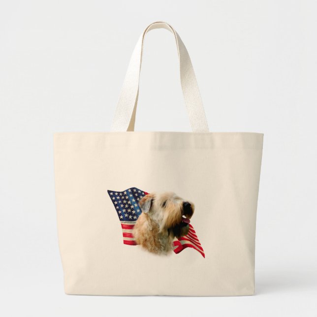 Soft Coated Wheaten Terrier Flag Large Tote Bag (Front)