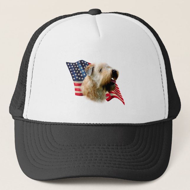 Soft Coated Wheaten Terrier Flag Trucker Hat (Front)