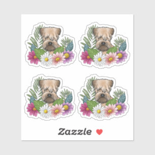 Soft-Coated Wheaten Terrier Head Colourful Flowers