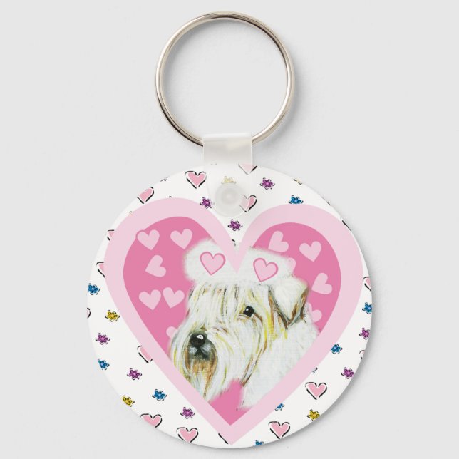 Soft Coated Wheaten  Terrier Key Ring (Front)