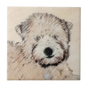 Soft Coated Wheaten Terrier Painting Original Art Ceramic Tile