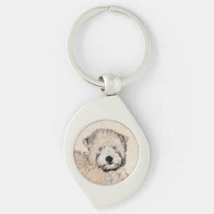 Soft Coated Wheaten Terrier Painting Original Art Key Ring