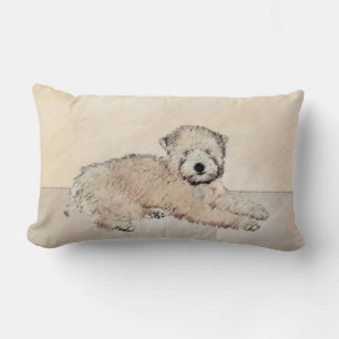 Soft Coated Wheaten Terrier Painting Original Art Lumbar Cushion