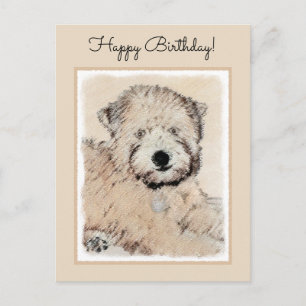 Soft Coated Wheaten Terrier Painting Original Art Postcard