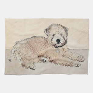 Soft Coated Wheaten Terrier Painting Original Art Tea Towel
