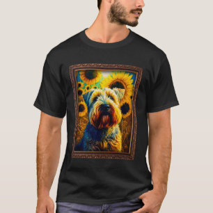 Soft Coated Wheaten Terrier Painting Sunflower Flo T-Shirt
