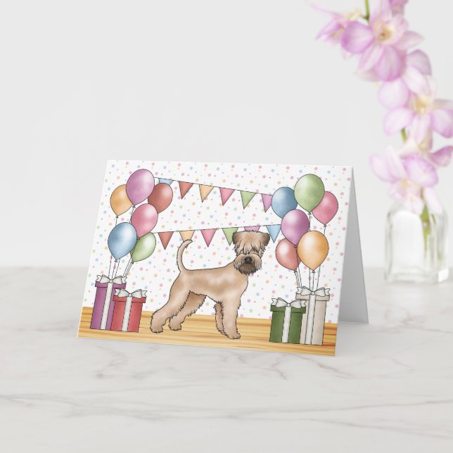 Soft-Coated Wheaten Terrier Pastel Happy Birthday Card (Orchid)