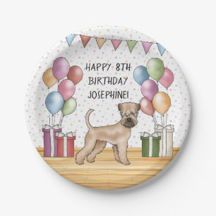 Soft-Coated Wheaten Terrier Pastel Happy Birthday Paper Plate