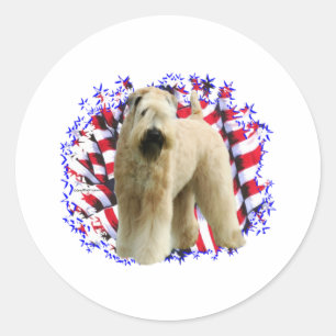 Soft Coated Wheaten Terrier Patriot Classic Round Sticker