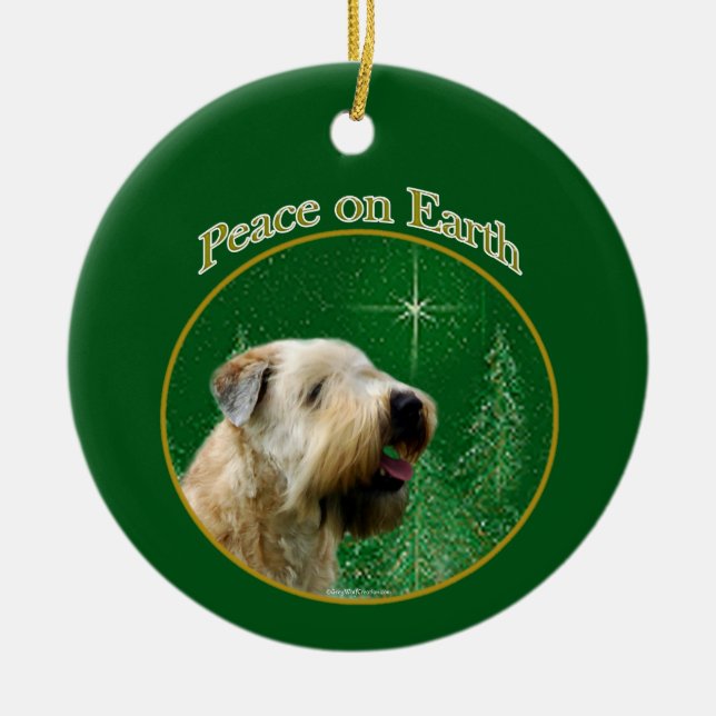 Soft Coated Wheaten Terrier Peace Ceramic Ornament (Front)