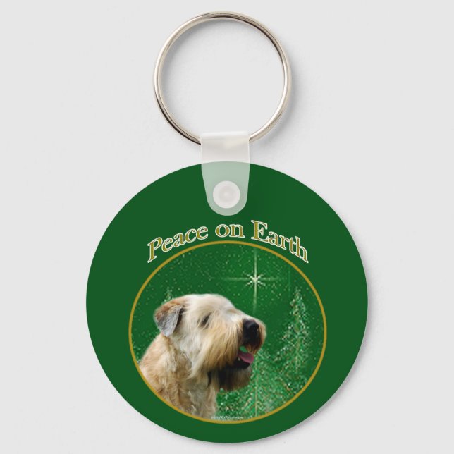 Soft Coated Wheaten Terrier Peace Key Ring (Front)