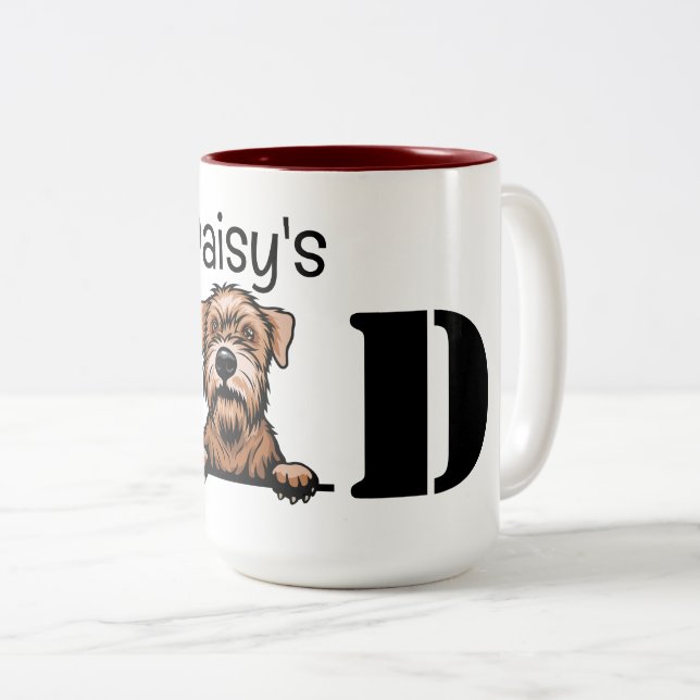 Soft Coated Wheaten Terrier Peeking Dad Two-Tone Coffee Mug (Front Right)