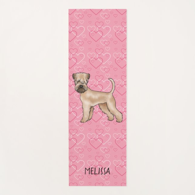 Soft-Coated Wheaten Terrier Pink Hearts And Name Yoga Mat (Front)