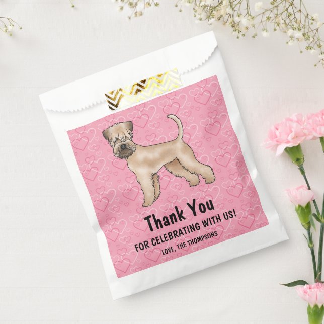 Soft-Coated Wheaten Terrier Pink Hearts Thank You Favour Bag (Sealed)