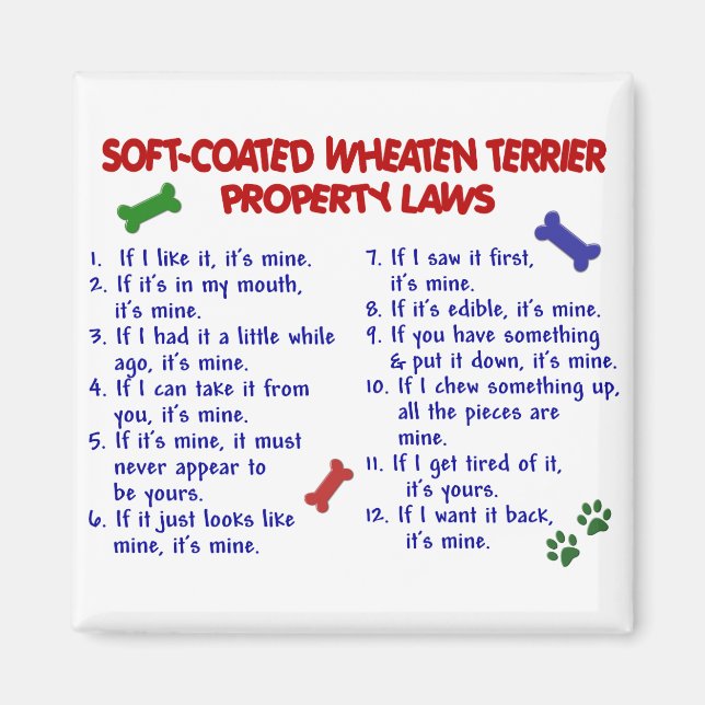 SOFT-COATED WHEATEN TERRIER Property Laws 2 Magnet (Front)