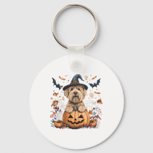 Soft Coated Wheaten Terrier Pumpkin Halloween Than Key Ring