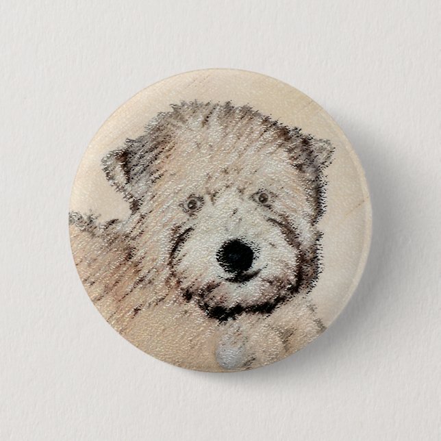 Soft-Coated Wheaten Terrier Puppy Painting Dog Art 6 Cm Round Badge (Front)