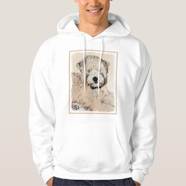 Soft-Coated Wheaten Terrier Puppy Painting Dog Art Hoodie (Front)