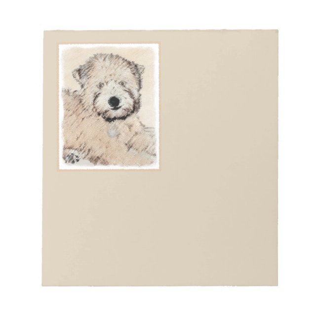 Soft-Coated Wheaten Terrier Puppy Painting Dog Art Notepad (Front)