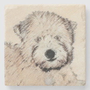 Soft-Coated Wheaten Terrier Puppy Painting Dog Art Stone Coaster