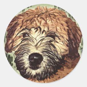 Soft-Coated Wheaten Terrier Puppy with Wet Face Classic Round Sticker