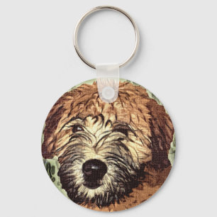 Soft-Coated Wheaten Terrier Puppy with Wet Face Key Ring