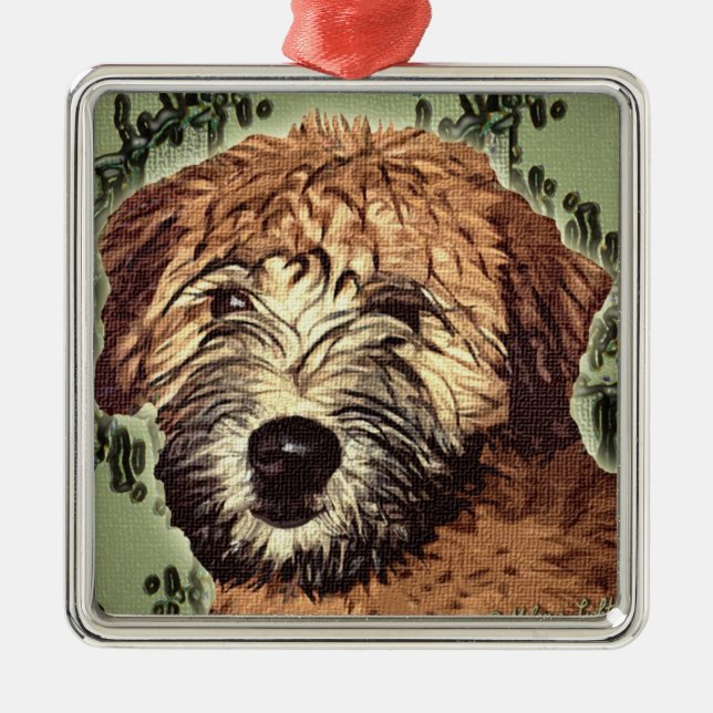Soft-Coated Wheaten Terrier Puppy with Wet Face Metal Ornament (Front)