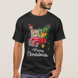 Soft Coated Wheaten Terrier Ride Red Truck Christm T-Shirt