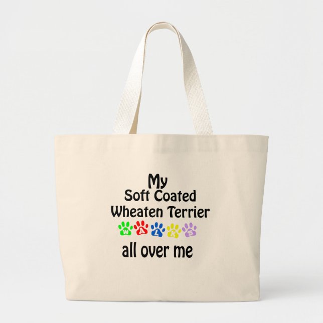 Soft Coated Wheaten Terrier Walks Design Large Tote Bag (Front)