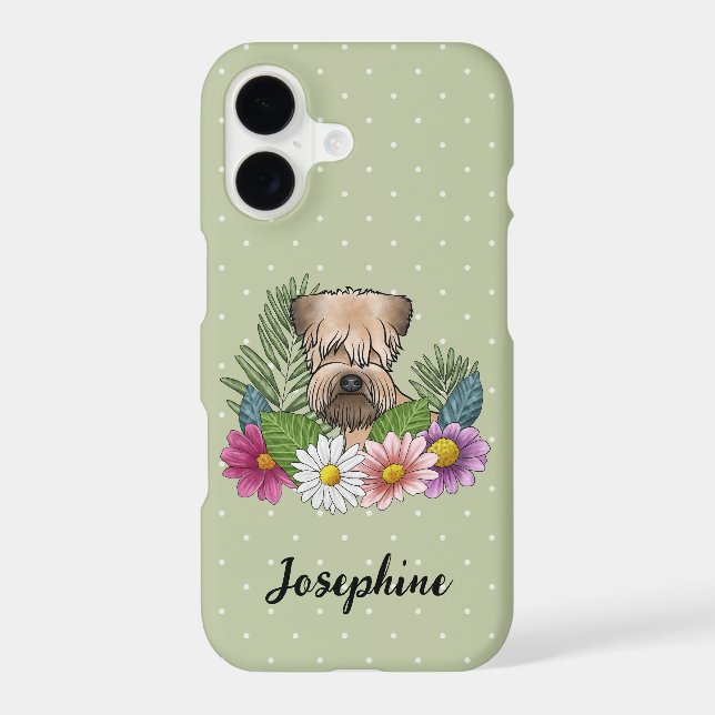 Soft-Coated Wheaten Terrier With Flowers And Name (Back)