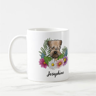 Soft-Coated Wheaten Terrier With Flowers And Name Coffee Mug