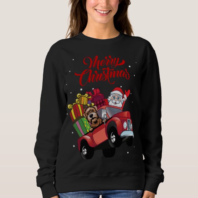 Soft Coated Wheaten Terrier With Santa Claus In Re Sweatshirt (Front)