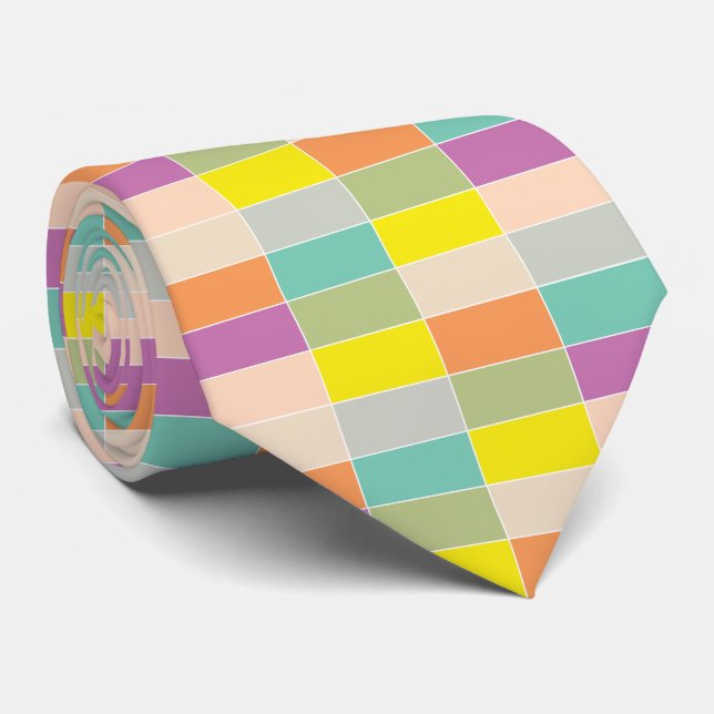 Soft Color Checkerboard Tie (Rolled)